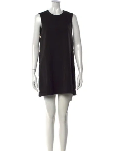 Pre-owned Alexis Crew Neck Mini Dress In Black