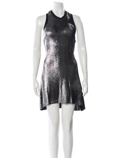 Pre-owned Alexis Crew Neck Mini Dress In Blue