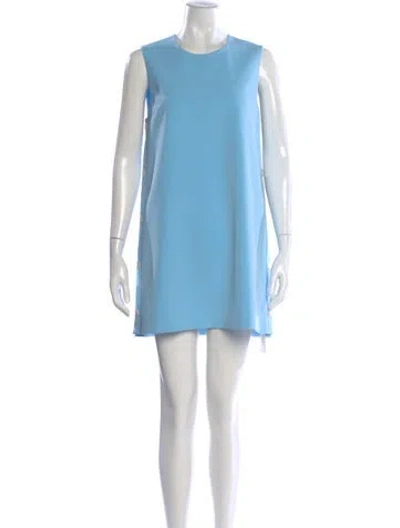 Pre-owned Alexis Crew Neck Mini Dress In Blue