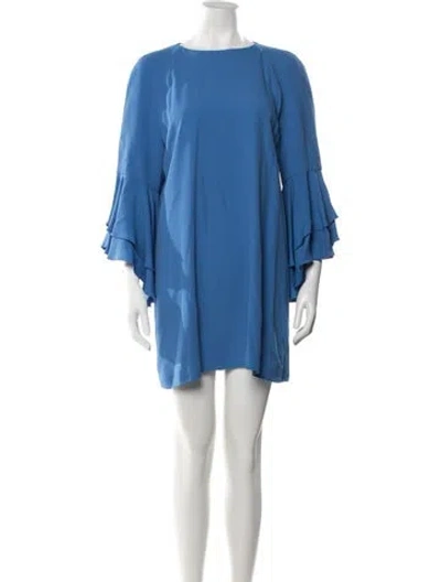 Pre-owned Alexis Crew Neck Mini Dress In Blue