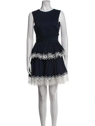 Pre-owned Alexis Crew Neck Mini Dress In Blue