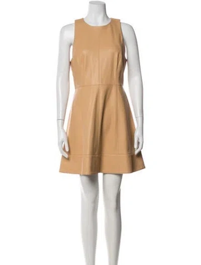 Pre-owned Alexis Crew Neck Mini Dress In Brown