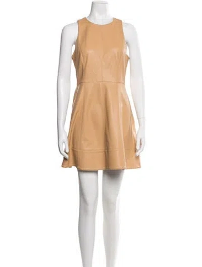 Pre-owned Alexis Crew Neck Mini Dress In Brown