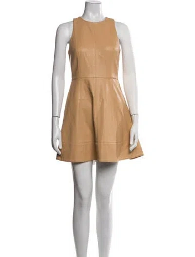 Pre-owned Alexis Crew Neck Mini Dress In Brown