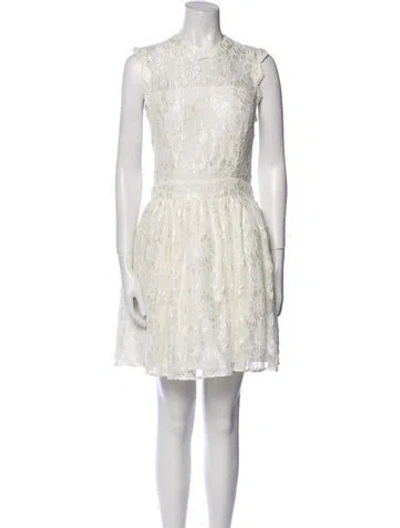 Pre-owned Alexis Crew Neck Mini Dress In Neutral