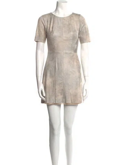 Pre-owned Alexis Crew Neck Mini Dress In Neutral