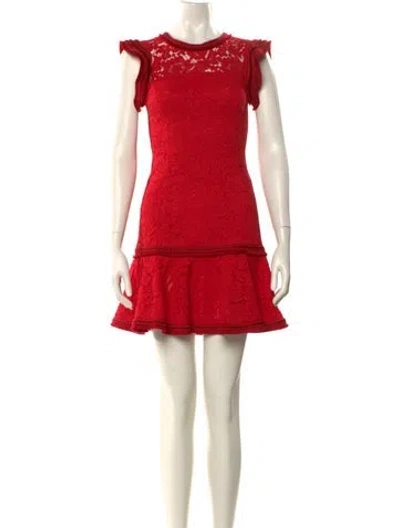 Pre-owned Alexis Crew Neck Mini Dress In Red