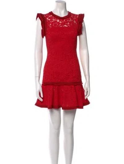 Pre-owned Alexis Crew Neck Mini Dress In Red