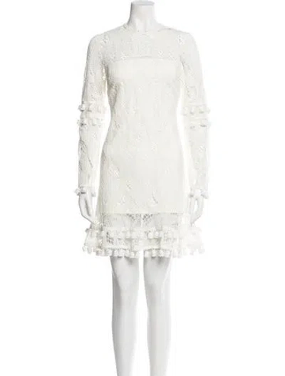 Pre-owned Alexis Crew Neck Mini Dress In White