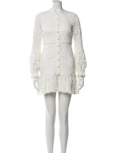 Pre-owned Alexis Crew Neck Mini Dress In White