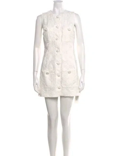 Pre-owned Alexis Crew Neck Mini Dress In White