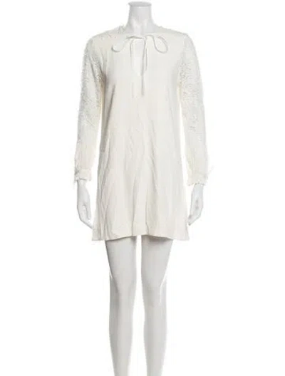 Pre-owned Alexis Crew Neck Mini Dress In White