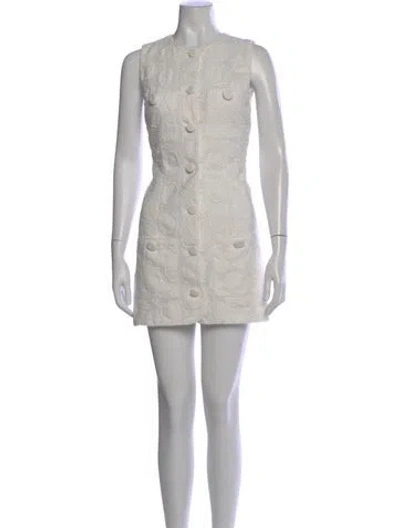 Pre-owned Alexis Crew Neck Mini Dress In White