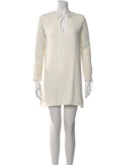 Pre-owned Alexis Crew Neck Mini Dress In White