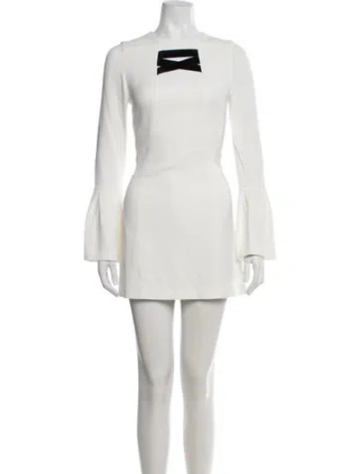 Pre-owned Alexis Crew Neck Mini Dress In White