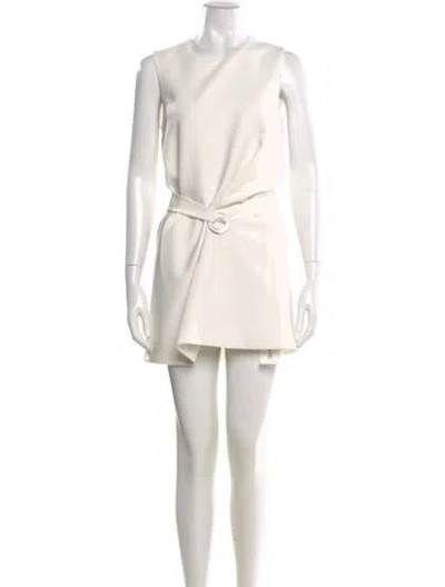 Pre-owned Alexis Crew Neck Mini Dress In White