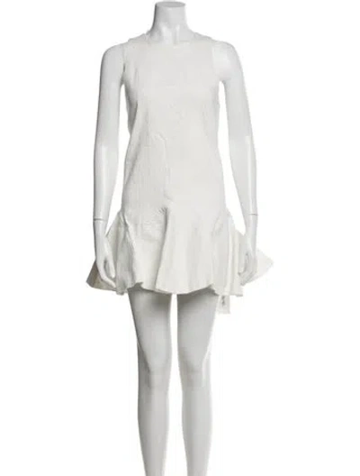 Pre-owned Alexis Crew Neck Mini Dress In White