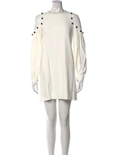 Pre-owned Alexis Crew Neck Mini Dress In White