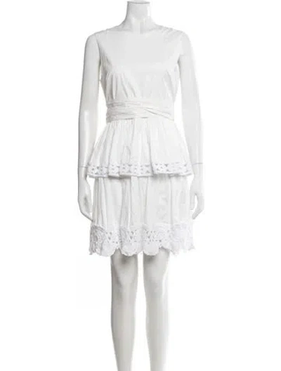 Pre-owned Alexis Crew Neck Mini Dress In White