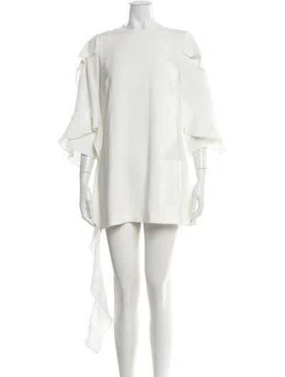 Pre-owned Alexis Crew Neck Mini Dress In White