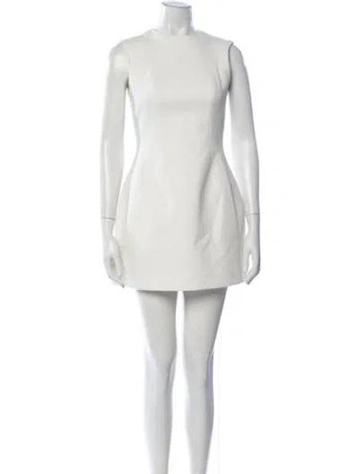 Pre-owned Alexis Crew Neck Mini Dress In White