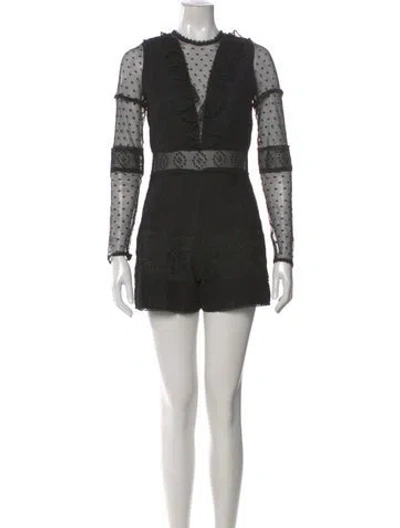 Pre-owned Alexis Crew Neck Romper In Black