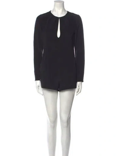 Pre-owned Alexis Crew Neck Romper In Black