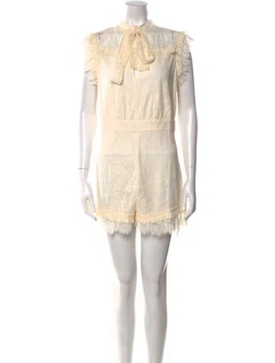 Pre-owned Alexis Crew Neck Romper In Neutral