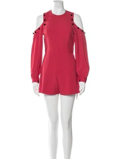 Pre-owned Alexis Crew Neck Romper In Red