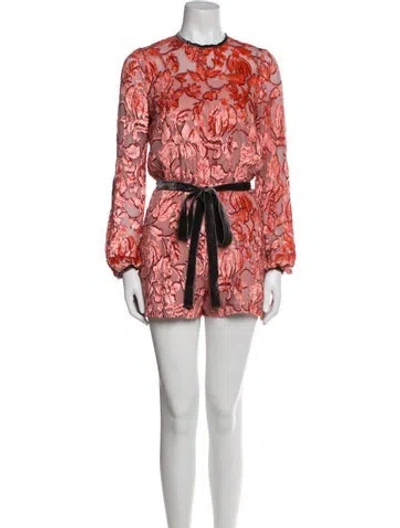 Pre-owned Alexis Crew Neck Romper In Red