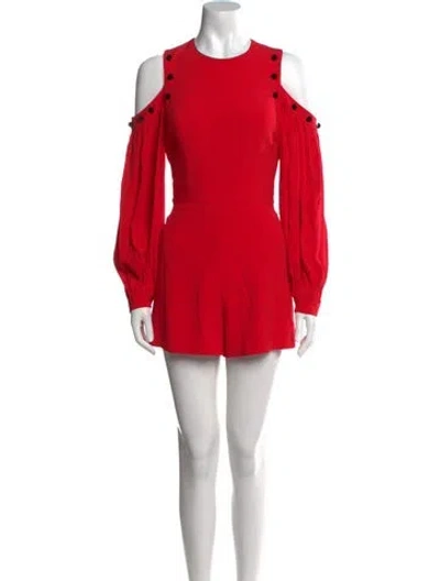 Pre-owned Alexis Crew Neck Romper In Red
