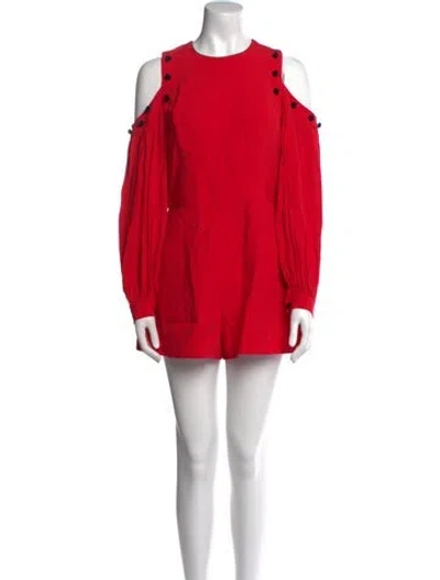 Pre-owned Alexis Crew Neck Romper In Red
