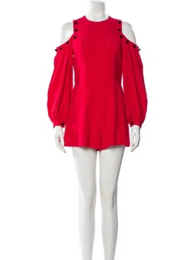 Pre-owned Alexis Crew Neck Romper In Red