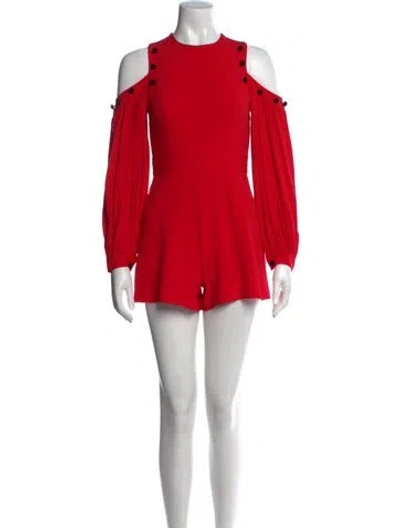 Pre-owned Alexis Crew Neck Romper In Red