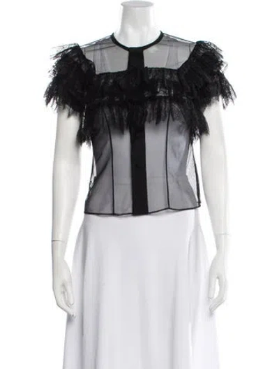 Pre-owned Alexis Crew Neck Short Sleeve Blouse In Black