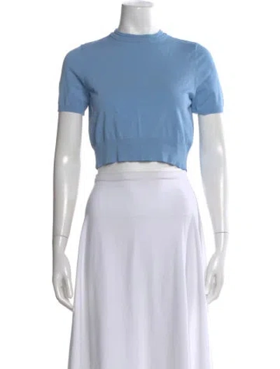 Pre-owned Alexis Crew Neck Short Sleeve Crop Top In Blue