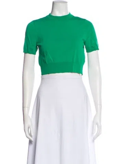 Pre-owned Alexis Crew Neck Short Sleeve Crop Top In Green