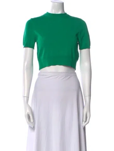 Pre-owned Alexis Crew Neck Short Sleeve Crop Top In Green
