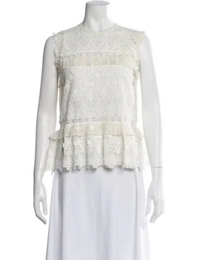 Pre-owned Alexis Crew Neck Sleeveless Blouse In White