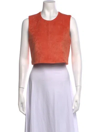 Pre-owned Alexis Crew Neck Sleeveless Crop Top In Pink