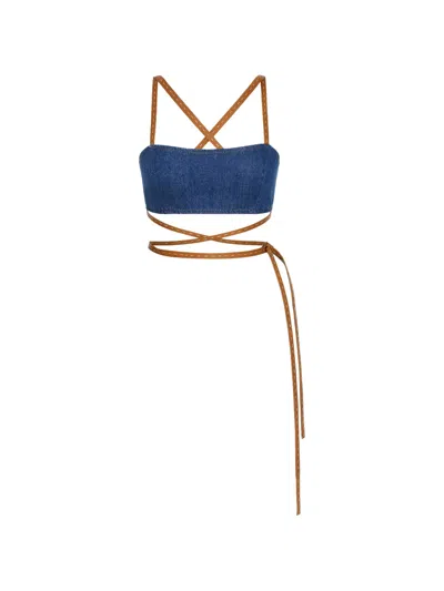 Alexis Cross-over-strap Top In Blue
