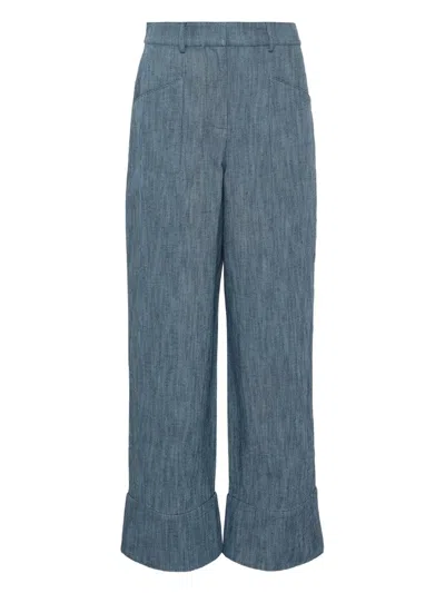 Alexis Cuffed-hem Trousers In Blue