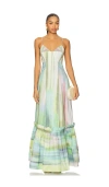 Alexis Danelle Printed Cotton-blend Maxi Dress In Green