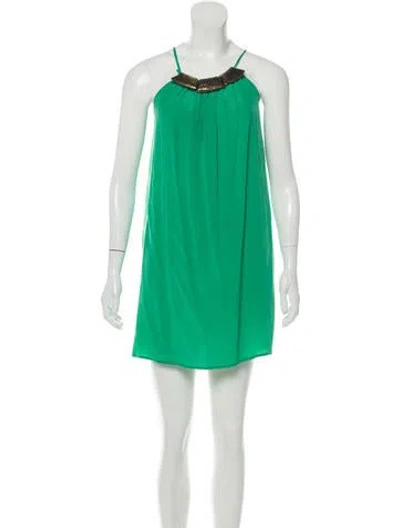 Pre-owned Alexis Embellished Silk Dress In Green