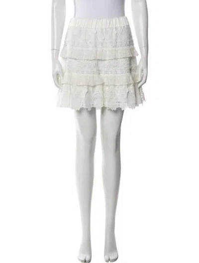 Pre-owned Alexis Embroidered Accent Mini Skirt In White