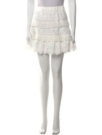 Pre-owned Alexis Embroidered Accent Mini Skirt In White