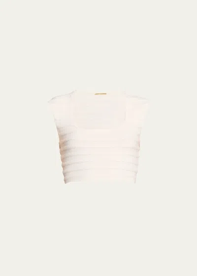 Alexis Emille Square-neck Sleeveless Crop Top In White