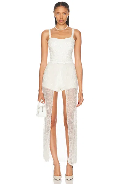 Alexis Escola Pearl Crystal Romper In Ivory