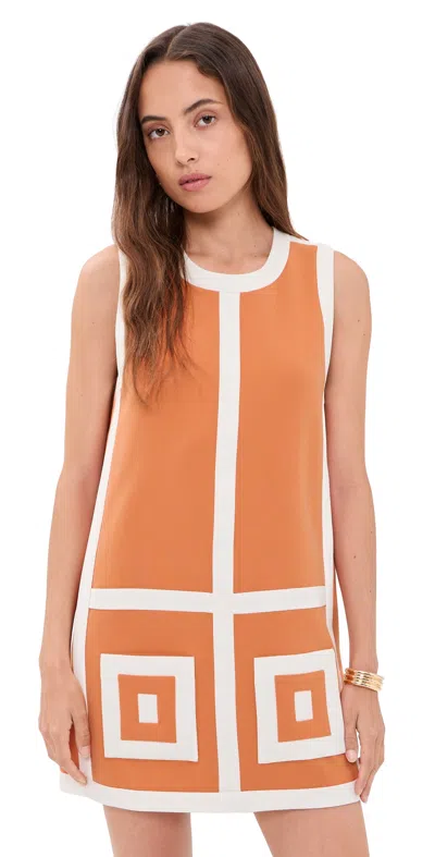 Alexis Estara Geometric-pattern Mini Dress In Orange