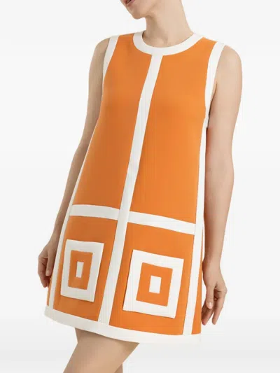 Alexis Estara Geometric-pattern Mini Dress In Orange